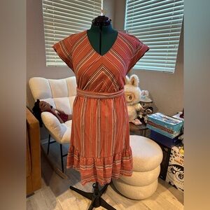 Universal Thread Striped Rust Dress